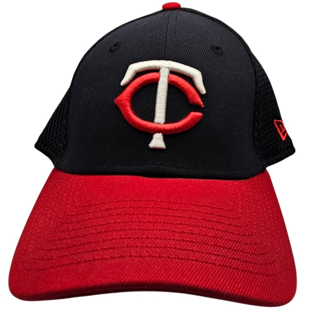 New Era Minnesota Twins MLB Hat L/XL‎ Navy Red 39THIRTY Mesh Stretch Fit Cap